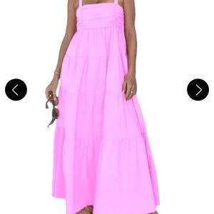 Zara Tiered Poplin Pale Pink Dress